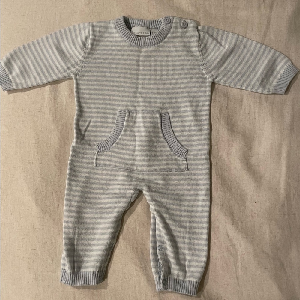 Elegant Baby light blue and white striped jumper